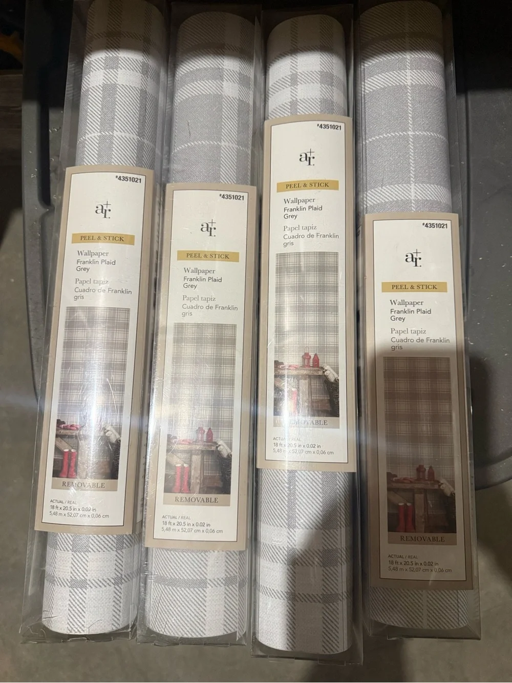 Allen & Roth - Peel & Stick Franklin Plaid Wallpaper Roll, Grey Plaid